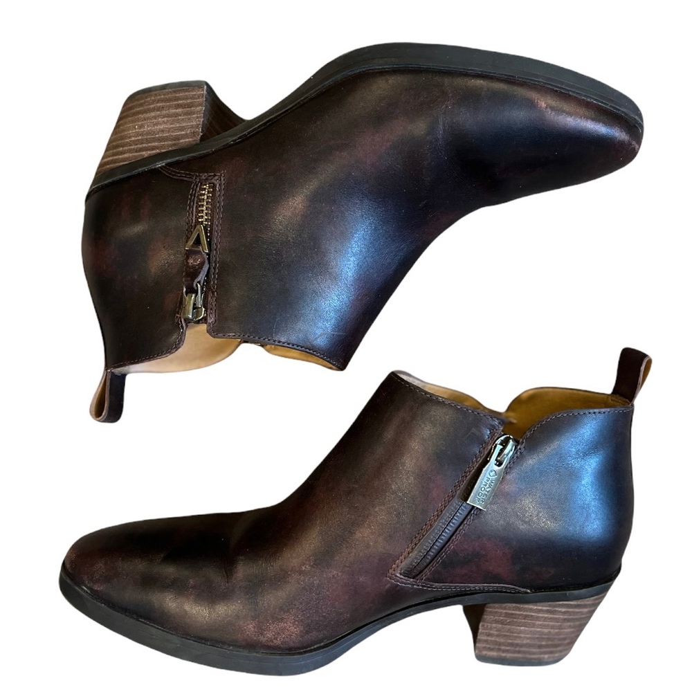 Vionic Cecily Leather Dark Brown Ankle Boot Booties Women’s Size 9